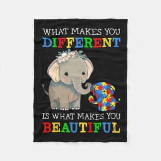What Makes You Different Elephant Mum Autism Aware Fleece Blanket