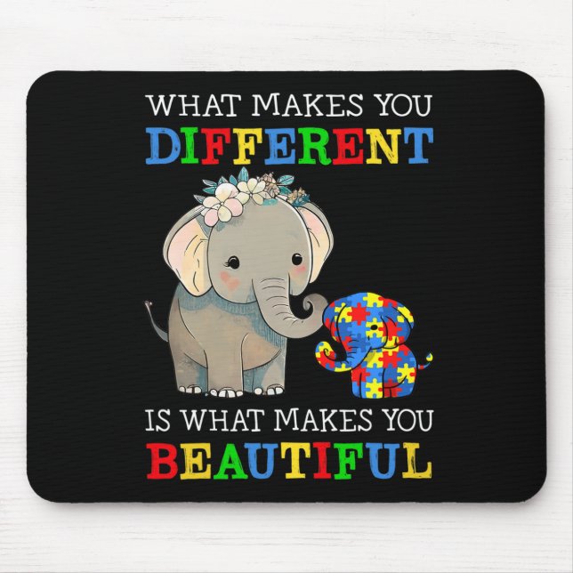 What Makes You Different Elephant Mum Autism Aware Mouse Pad (Front)