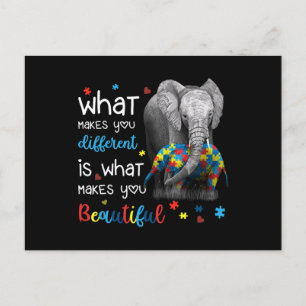 What Makes You Different Elephant Mum Autism Aware Postcard