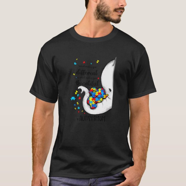 What Makes You Different Elephant Mum Autism Aware T-Shirt (Front)