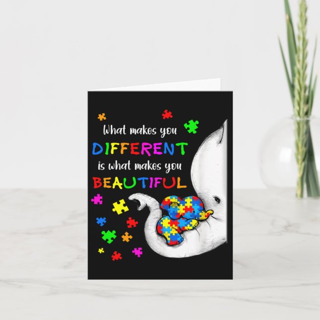 What Makes You Different Elephant Mum Autism Child Card (Front)