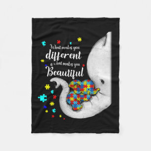 What Makes You Different Elephant Mum Autism Child Fleece Blanket