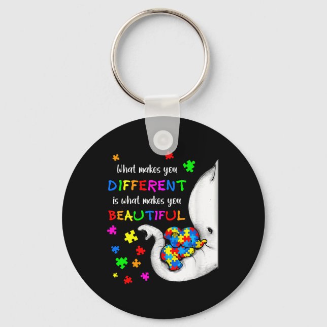 What Makes You Different Elephant Mum Autism Child Key Ring (Front)
