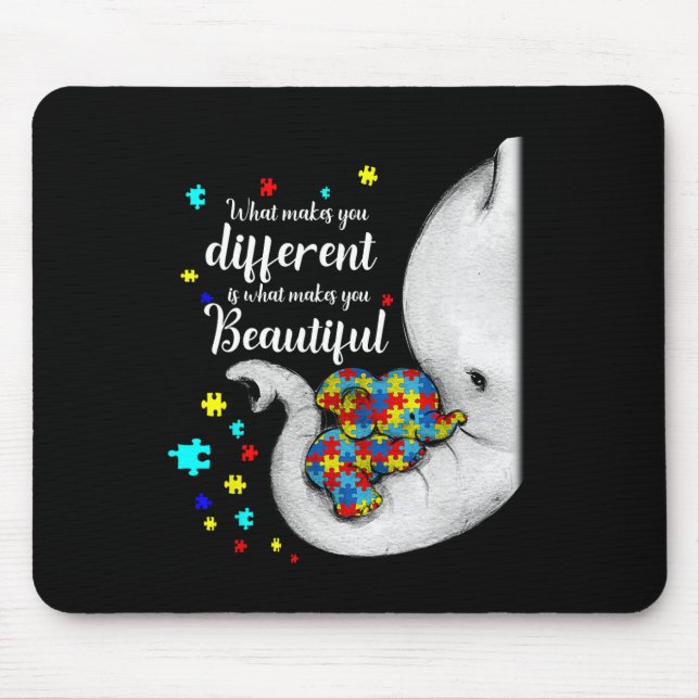 What Makes You Different Elephant Mum Autism Child Mouse Pad (Front)