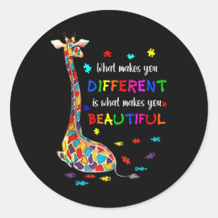 What Makes You Different Giraffe Mum Autism Child  Classic Round Sticker