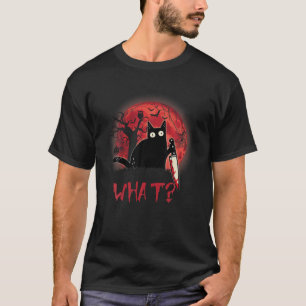What Murderous Cat Holding Knife Funny Halloween C T-Shirt