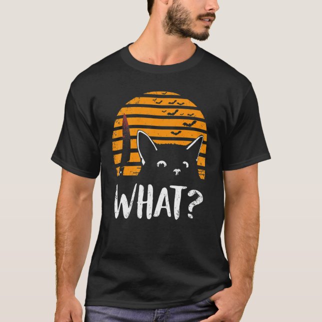 What Murderous Cat Holding Knife  Halloween Costum T-Shirt (Front)