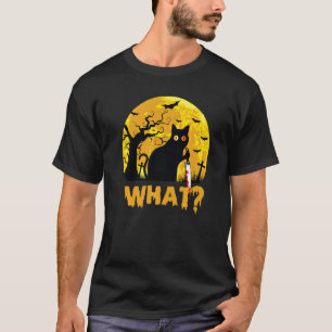 What Murderous Cat Holding Knife Halloween Costum T-Shirt