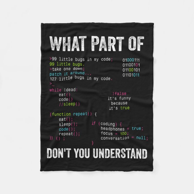 What Part Of Don't You Understand Computer Science Fleece Blanket (Front)