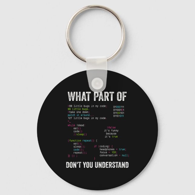 What Part Of Don't You Understand Computer Science Key Ring (Front)