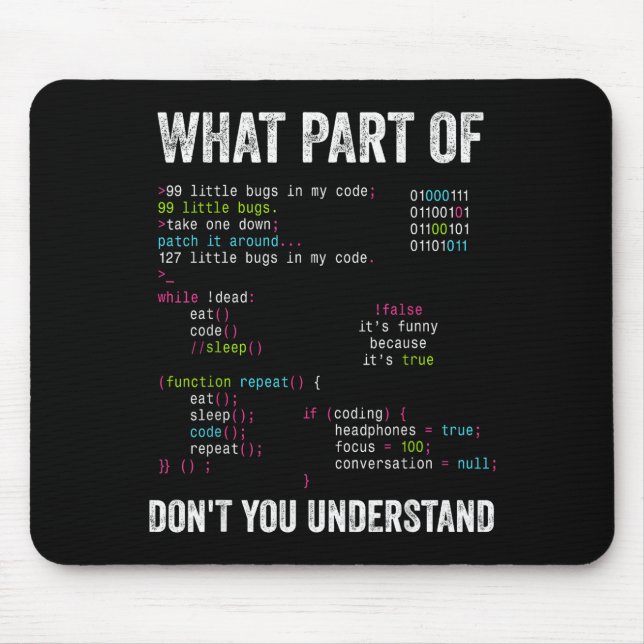 What Part Of Don't You Understand Computer Science Mouse Pad (Front)