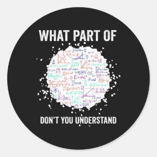 What Part Of Don't You Understand Funny Math Calcu Classic Round Sticker