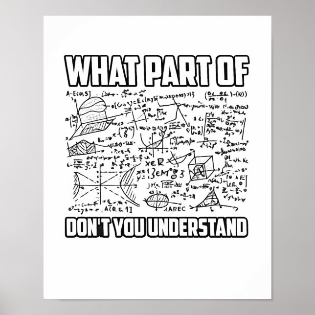 What Part Of Don't You Understand? Funny Math  Poster (Front)
