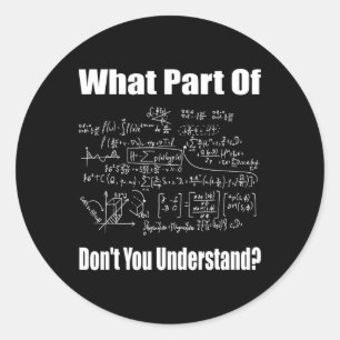 What Part Of Don't You Understand Funny Math Teach Classic Round Sticker