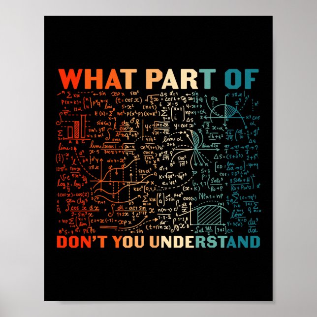 What Part Of Don't You Understand Funny Math Teach Poster (Front)