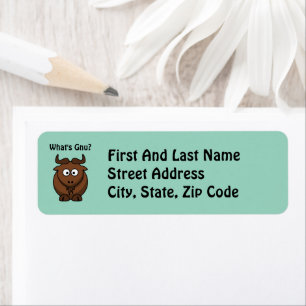 What’s Gnu, Funny Buffalo Cartoon Animal Pun Return Address Label