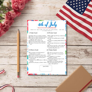 What’s in Your Phone? 4th of July Game card