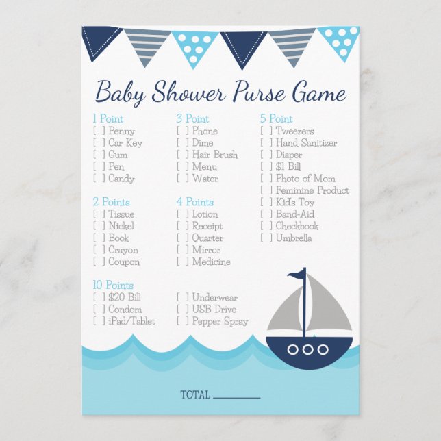What’s in Your Purse? – Sailor Baby Shower Game Program (Front)