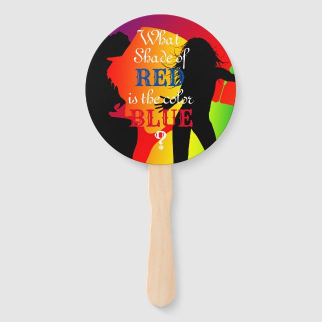 What shade of Red is Blue? Hand Fan (Front)