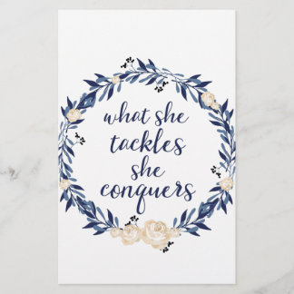 What She Tackles She Conquers Stationery