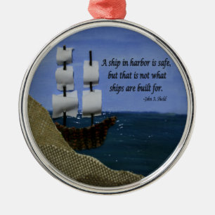 What Ships are Built For Fabric Collage Metal Ornament