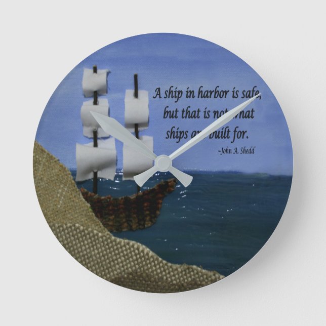What Ships are Built For Fabric Collage Round Cloc Clock (Front)