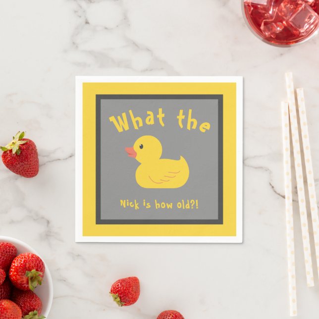 What the Duck Birthday Funny Yellow Napkin (Insitu)