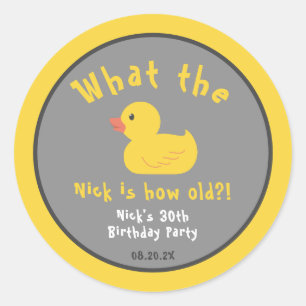 What the Duck Birthday Punny Yellow Classic Round Sticker