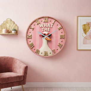 What The Duck Funny Goose with Heart Sunglasses Large Clock