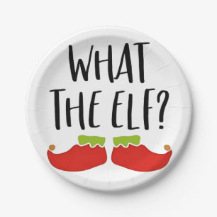 What the Elf Funny Christmas Elf Santa Claus Paper Plate