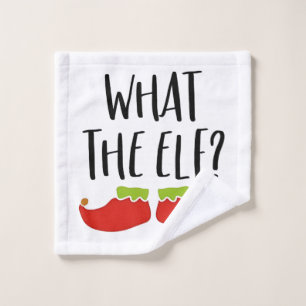 What the Elf Funny Christmas Elf Santa Claus Wash Cloth
