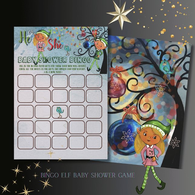 What the Elf winter Baby Shower Bingo Game Card (What the Elf winter Baby Shower Bingo Game Card)