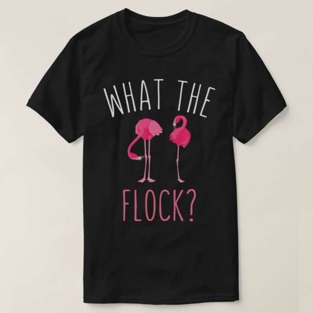 What the Flamingo Flock WTF Funny Flamingo Pink Bi T-Shirt (Design Front)