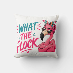 What The Flock - Pink Flamingo Sunglasses Tropical Cushion