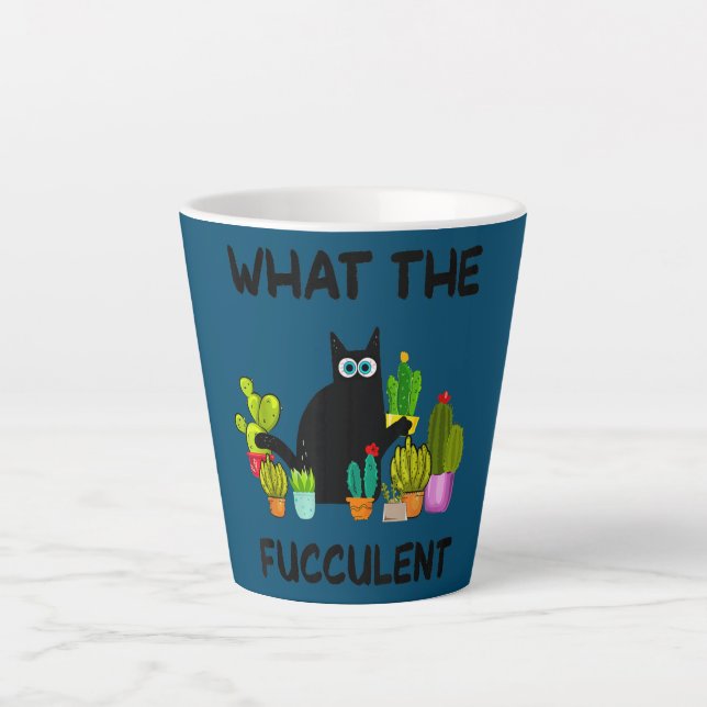 What The Fucculent Plant Women Funny Cactus Cat Latte Mug (Front)