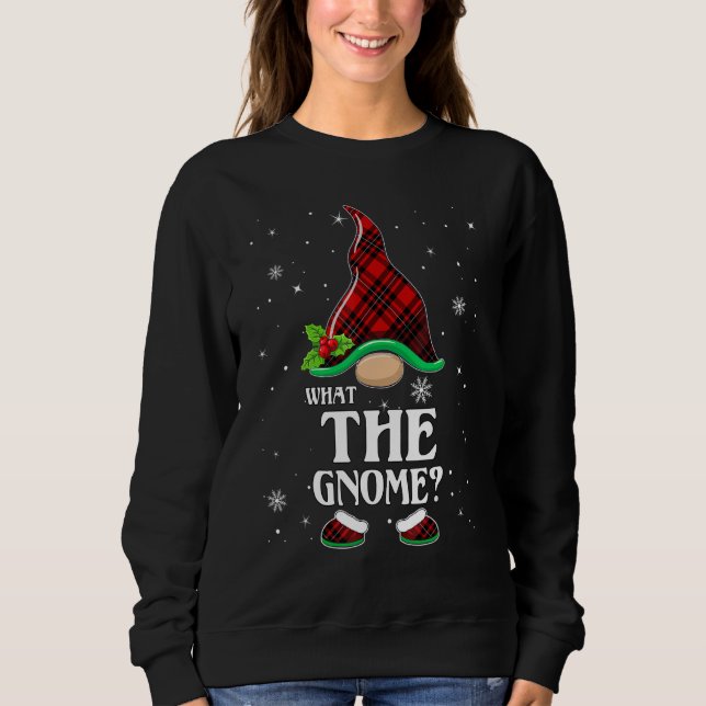 What The Gnome Red Plaid Matching Family Christmas Sweatshirt (Front)