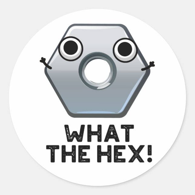 What The Hex Funny Hexagon Shape Pun  Classic Round Sticker (Front)