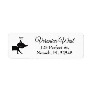 What Up Witches!  Funny Black Cat with Green Eyes Return Address Label