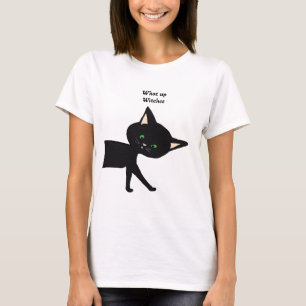 What Up Witches! Funny Black Cat with Green Eyes T-Shirt