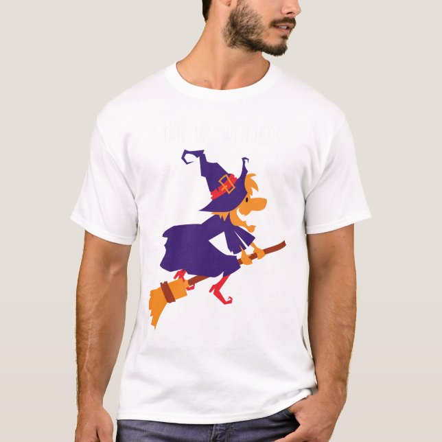What Up Witches Modern White Art Trendy T-Shirt (Front)