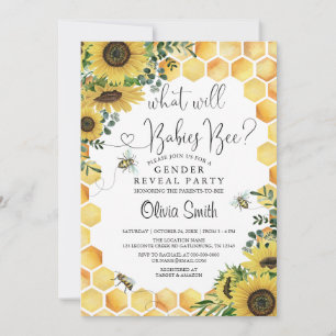 What Will Babies Bee Twin Gender Reveal Party Invitation