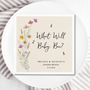 What Will Baby Be Bee Gender Reveal Napkin