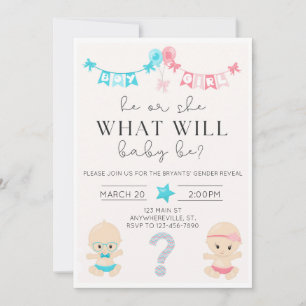 “What will baby be?” Gender Reveal Invitation