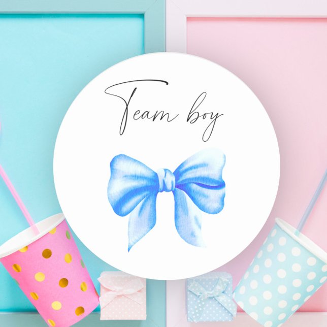 What will baby be team boy  classic round sticker (Creator Uploaded)