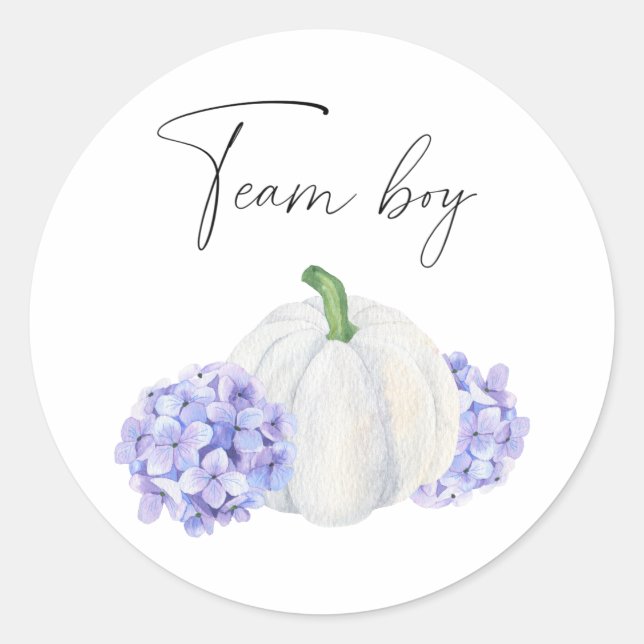 What will baby be team boy pumpkin classic round sticker (Front)
