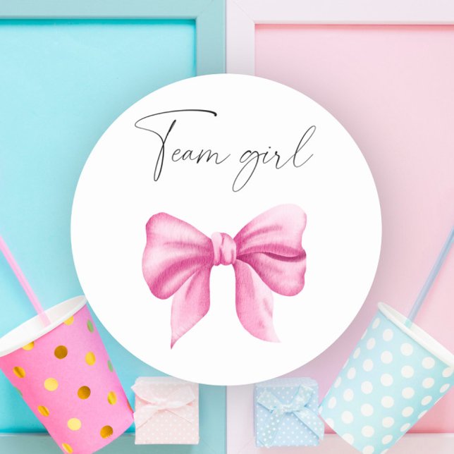 What will baby be team girl classic round sticker (Creator Uploaded)