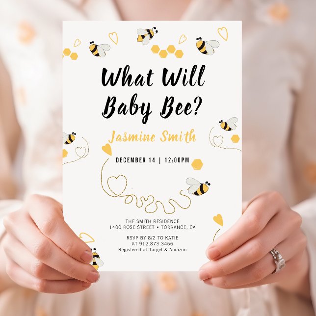 What Will Baby Bee Bumblebee Gender Reveal Cute Invitation (Bee)