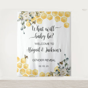 What will baby bee gender reveal back drop. tapestry