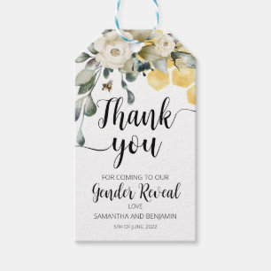 What will baby Bee gender reveal favor tag. Gift Tags