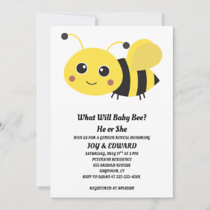 What Will Baby Bee Gender Reveal  Invitation